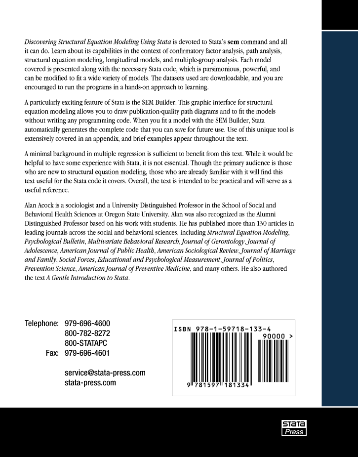 Stata Book Discovering Structural Equation Modeling Using