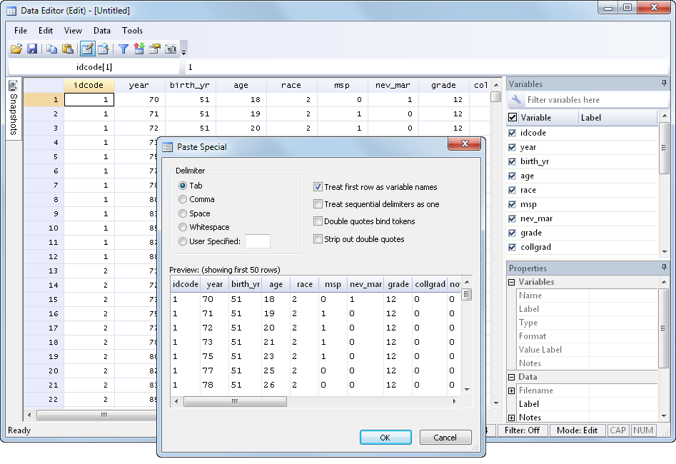 Stata |Stata 13|Stata  DATA EDITOR