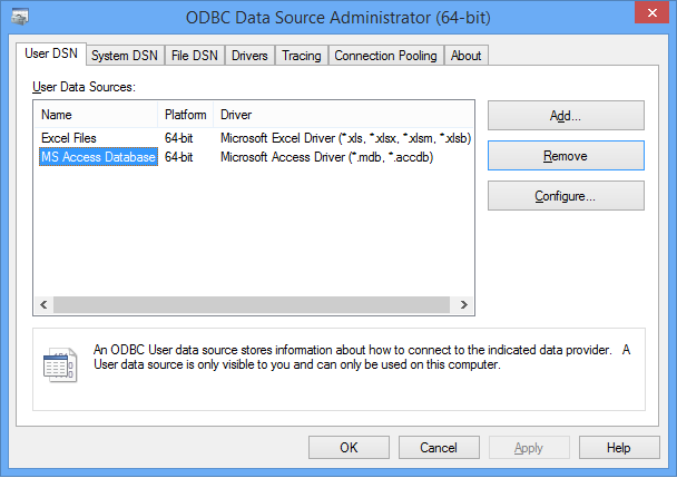 ODBC Data Source Administrator