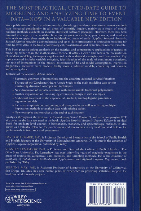 Stata Bookstore: Applied Survival Analysis: Regression Modeling of