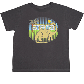 gray child's brontosaurus shirt