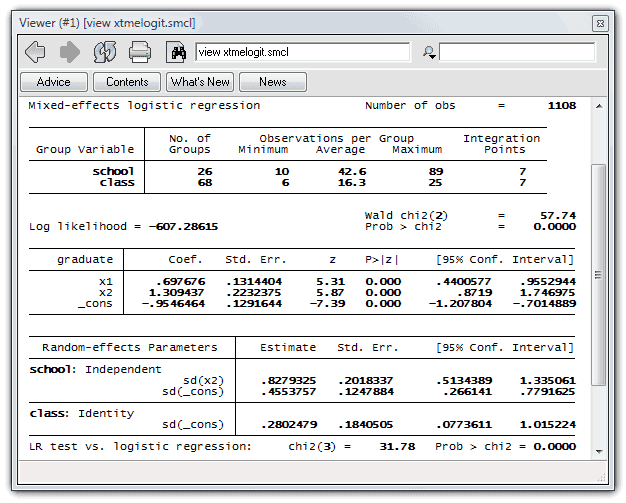 xtmelogit log