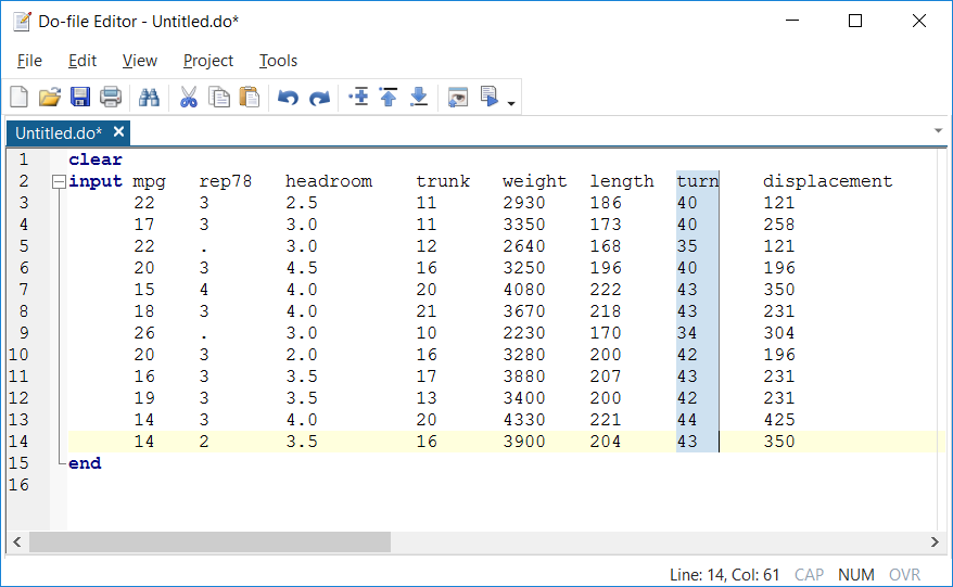 Screenshot. Column turn selected