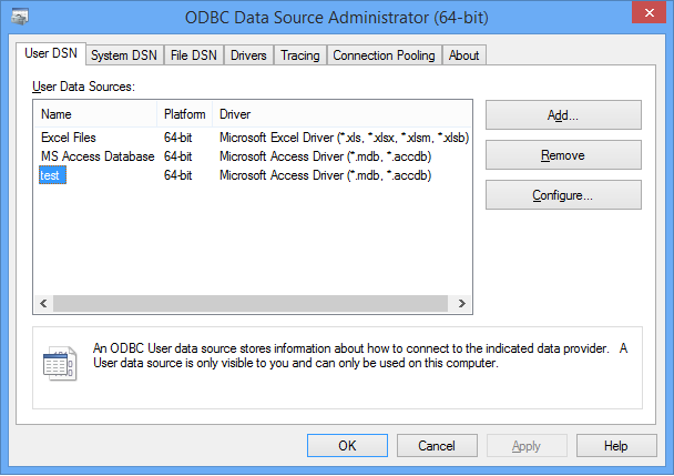 ODBC Data Source Administrator - Add