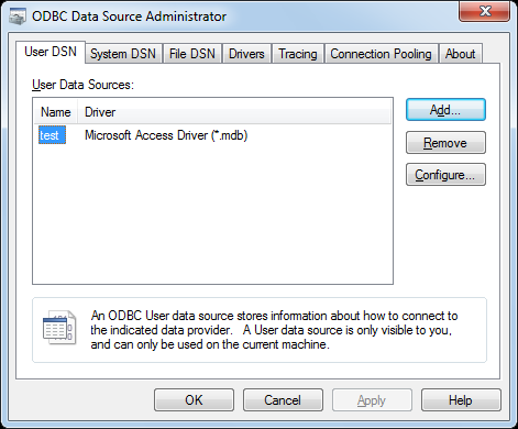 ODBC Data Source Administrator - Add